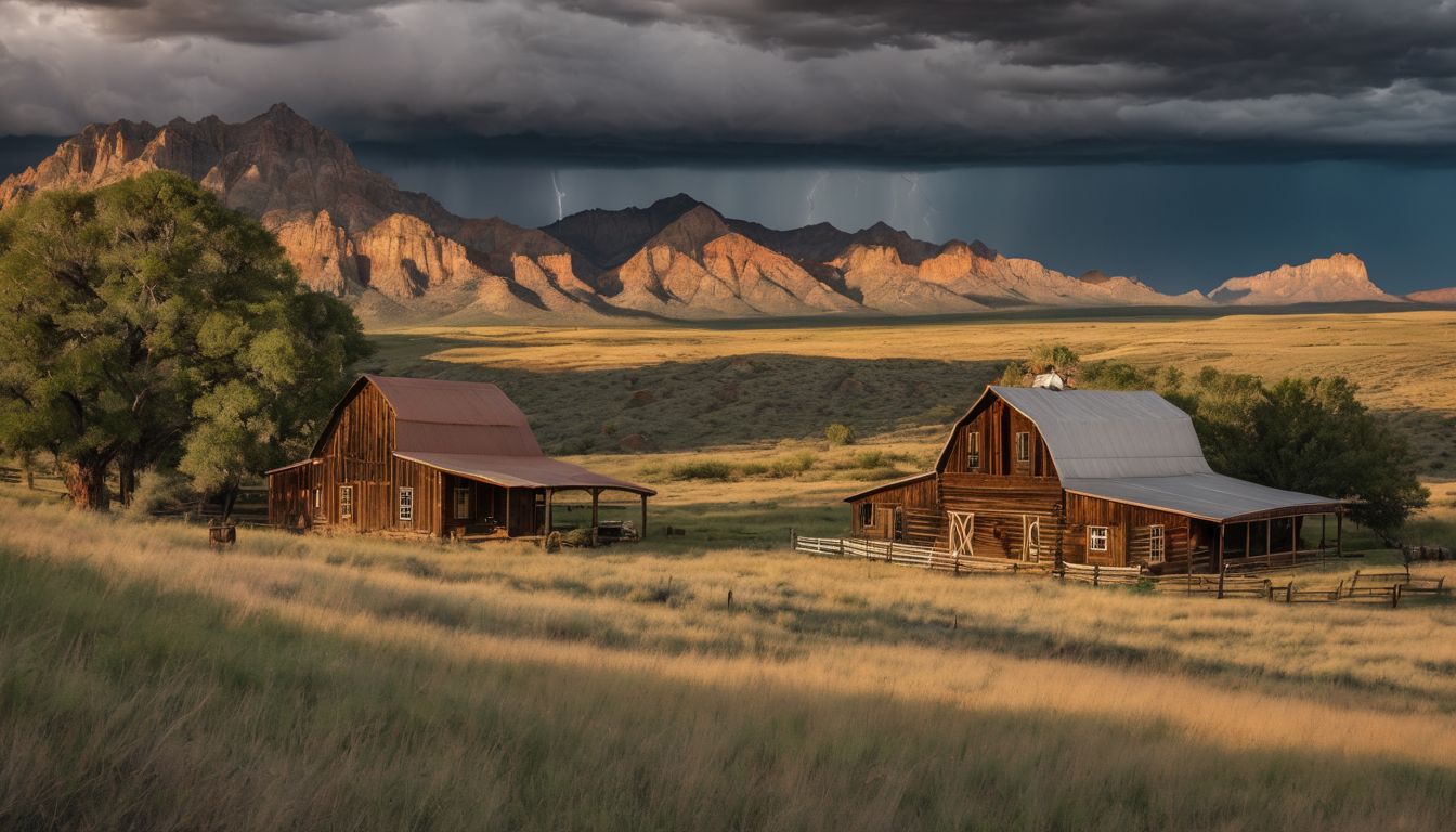 The Dutton family ranch under stormy skies in rugged landscapes.