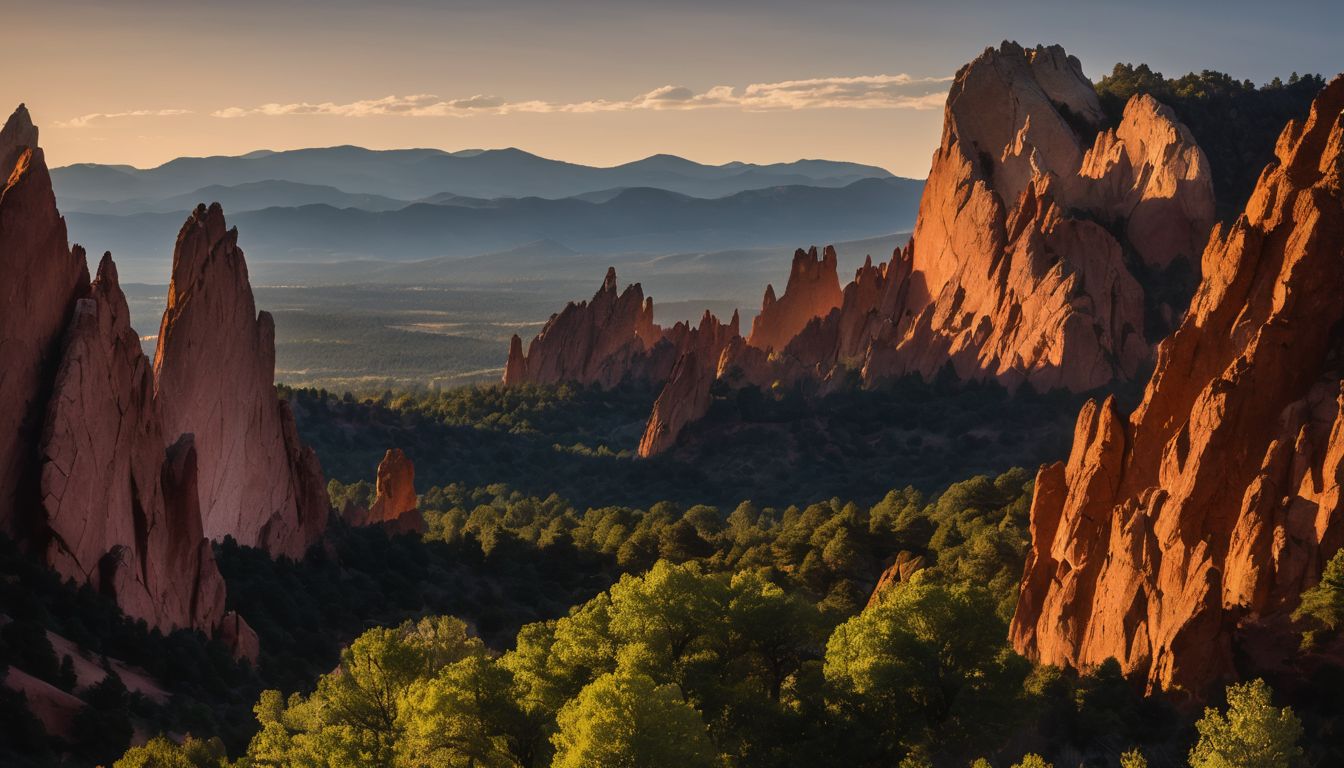 A photo of Garden of the Gods rock formations captured with various people and outfits in the natural landscape.