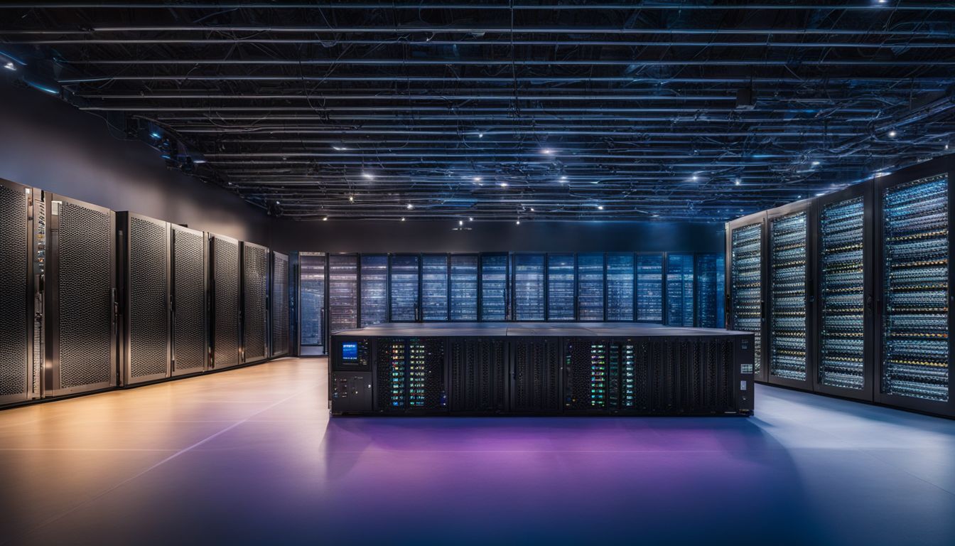 A network of interconnected servers in a state-of-the-art data center.