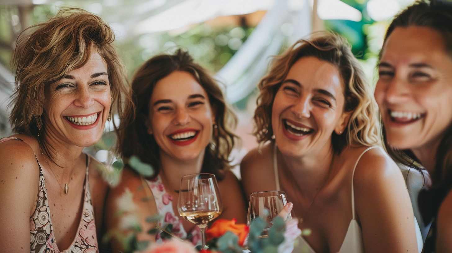 A group of close female friends and family celebrating at a traditional bridal shower.