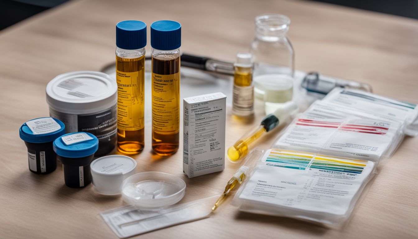 A neatly arranged drug testing kit with various test types.
