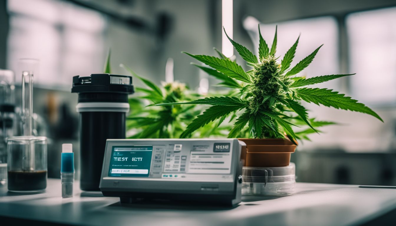 A marijuana plant being tested in a laboratory setting.