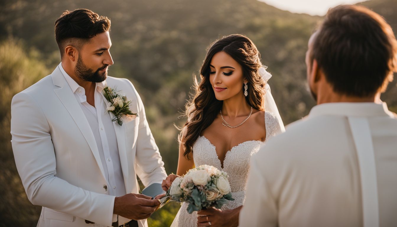 A couple exchanging vows in the picturesque San José del Cabo.