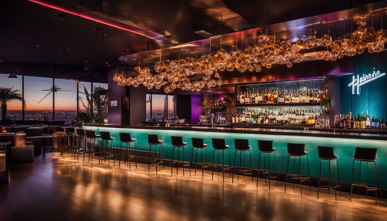 A stylish and modern bar setup in a vibrant Phoenix event venue.