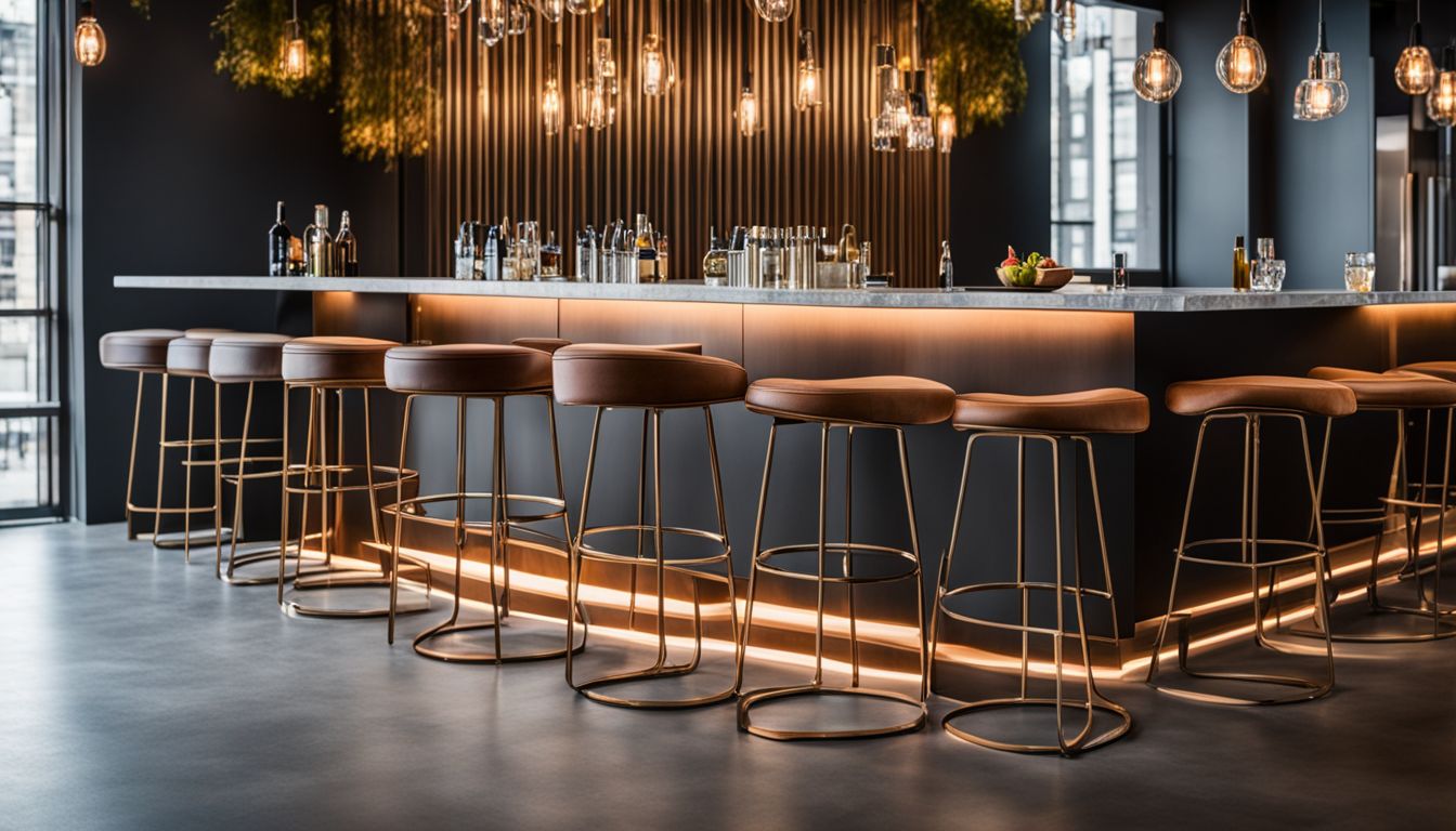A variety of stylish bar stools in a bright, spacious showroom.