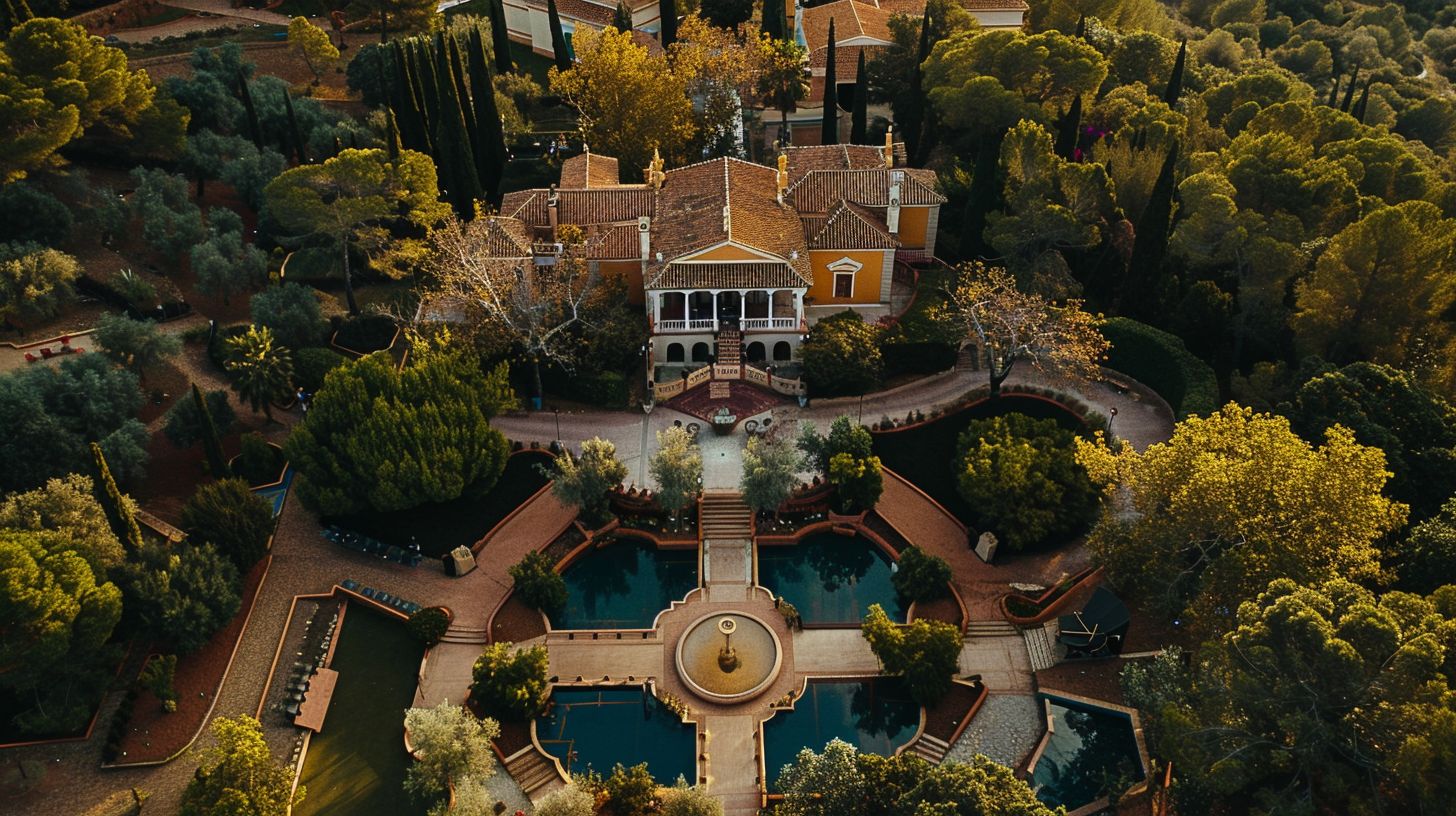 Aerial photograph of a wedding venue captured with a DJI Mavic Air 2 drone.