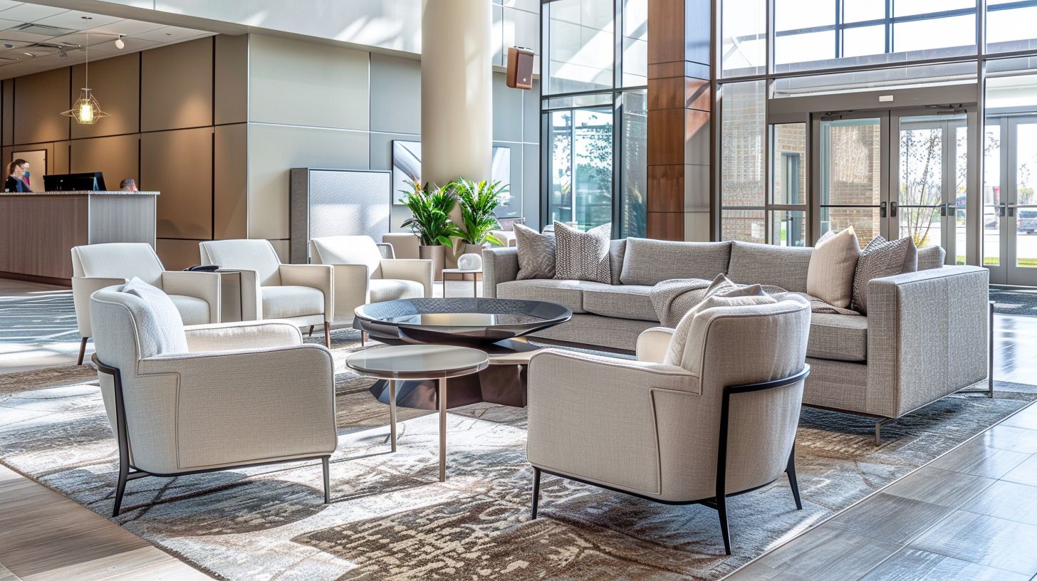 A modern living room with a stylish Milwaukee lounge sofa and chairs.