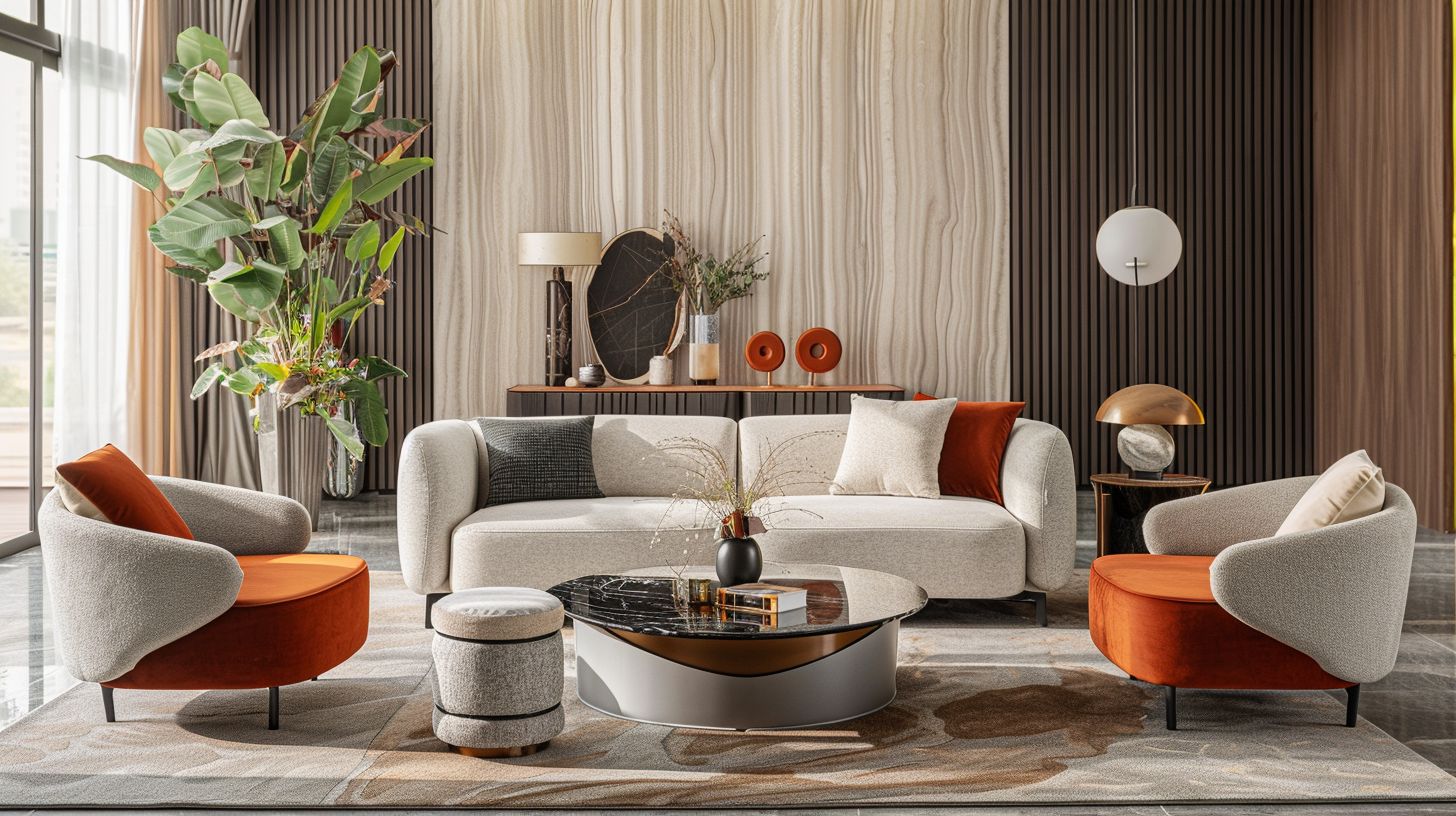 A modern living room with The Phoenix Lounge Sofa and Chairs.