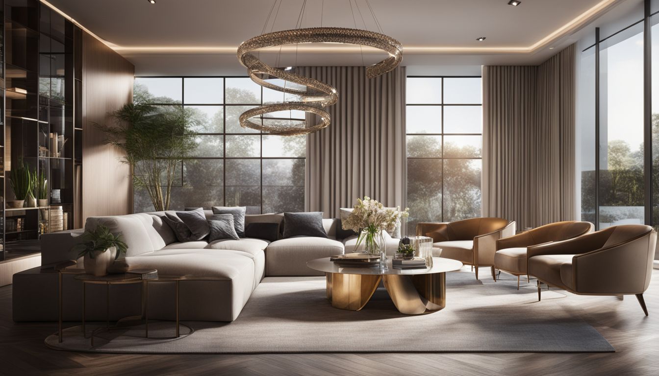 A luxurious modern interior with sleek furniture and elegant decor.