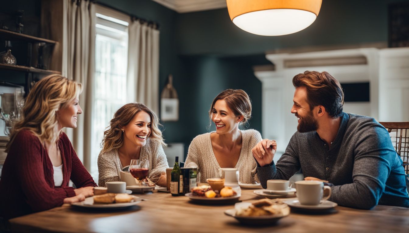 A family discussing mortgage options at a dining table. Fixed Rate Mortgage
